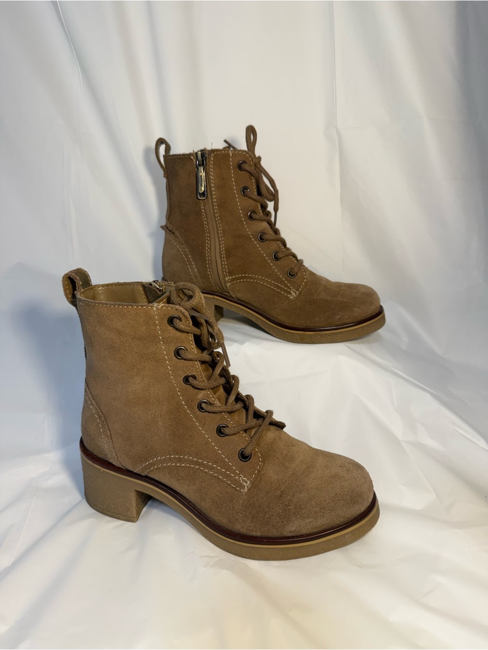 Blondo Tan Suede Lace-Up Ankle Booties